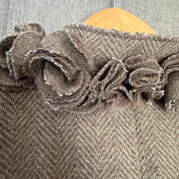 Banana Republic Taupe Ivory Wool Blend Herringbone Tweed 3D Floral Blazer 12 P - Picture 10 of 16